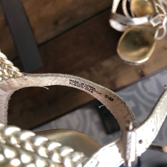 Michael Kors gold strappy wedge 5.5 - Picture 7 of 8